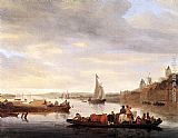Salomon van Ruysdael The Crossing at Nimwegen painting
